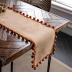 Bohemian Jute Pom-Pom Table Runner