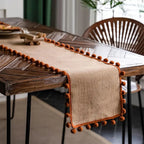 Bohemian Jute Pom-Pom Table Runner