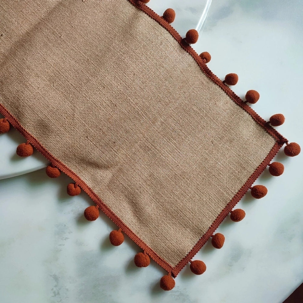 Bohemian Jute Pom-Pom Table Runner