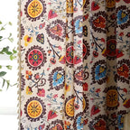 Boho Floral Light-Filtering Microfiber Curtain