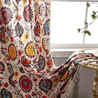Boho Floral Light-Filtering Microfiber Curtain
