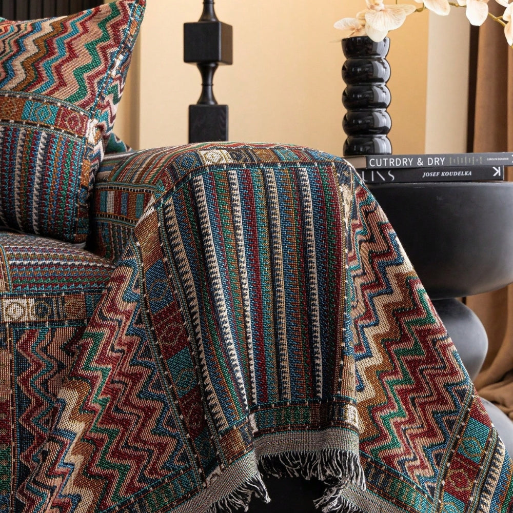 Boho Striped Soft Chenille Sofa Cover (Multiple Sizes)