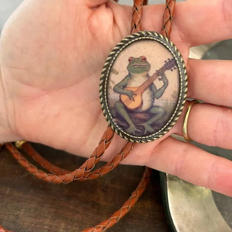 Bolo Tie Adjustable Leather Cord & Resin Medallion