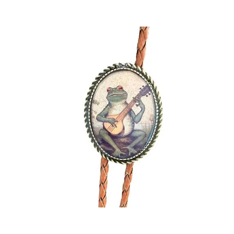 Bolo Tie Adjustable Leather Cord & Resin Medallion