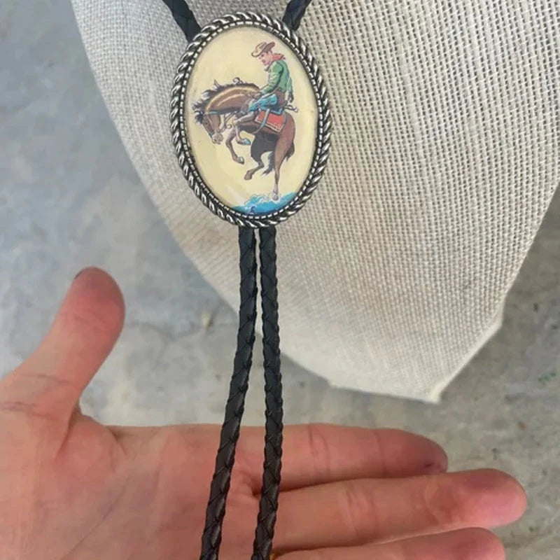 Bolo Tie Adjustable Leather Cord & Resin Medallion