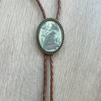 Bolo Tie Adjustable Leather Cord & Resin Medallion