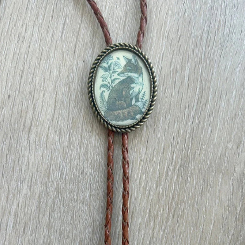 Bolo Tie Adjustable Leather Cord & Resin Medallion