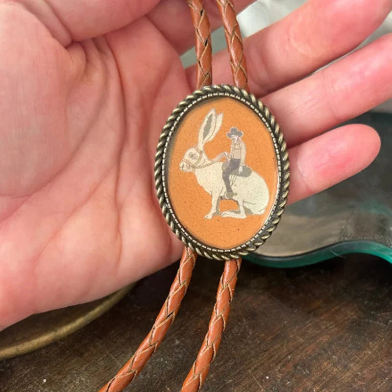 Bolo Tie Adjustable Leather Cord & Resin Medallion