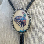 Bolo Tie Adjustable Leather Cord & Resin Medallion