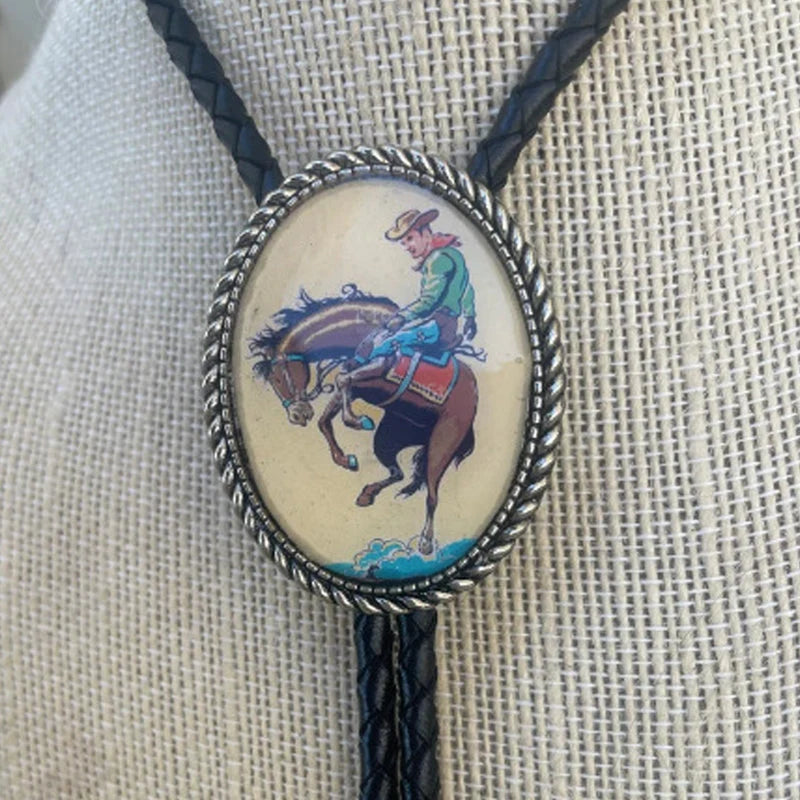 Bolo Tie Adjustable Leather Cord & Resin Medallion