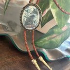 Bolo Tie Adjustable Leather Cord & Resin Medallion