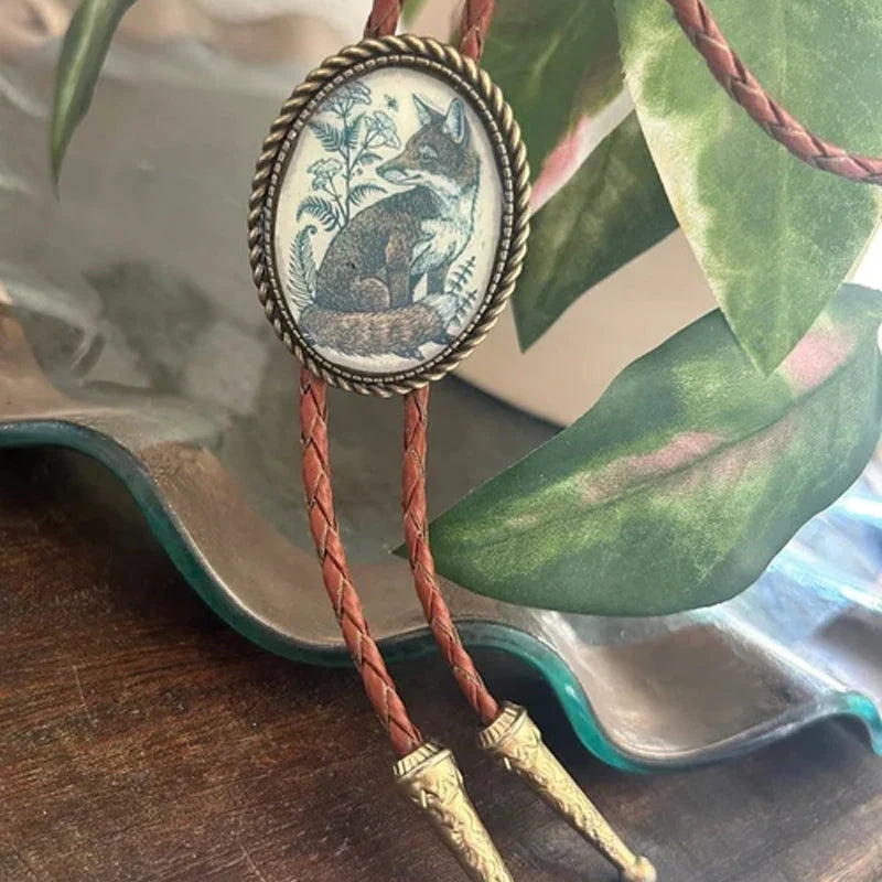 Bolo Tie Adjustable Leather Cord & Resin Medallion