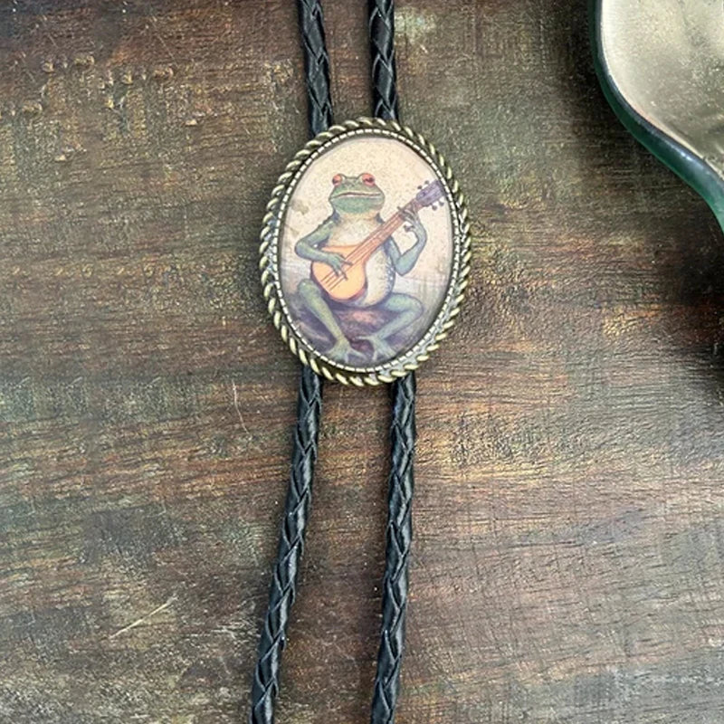 Bolo Tie Adjustable Leather Cord & Resin Medallion
