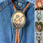 Bolo Tie Adjustable Leather Cord & Resin Medallion