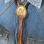 Bolo Tie Adjustable Leather Cord & Resin Medallion