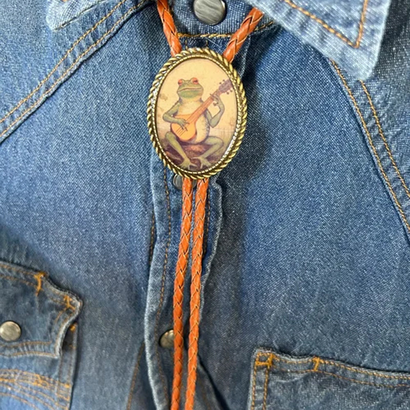 Bolo Tie Adjustable Leather Cord & Resin Medallion
