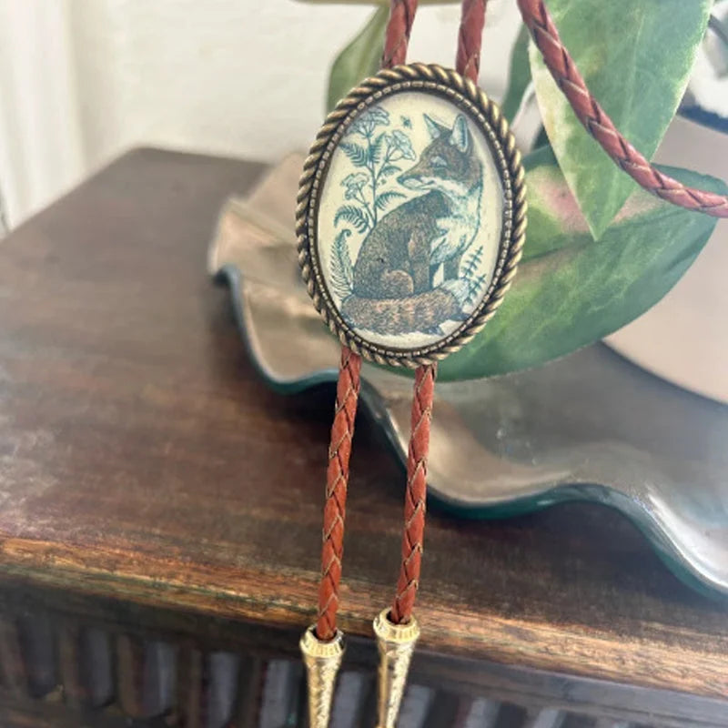 Bolo Tie Adjustable Leather Cord & Resin Medallion