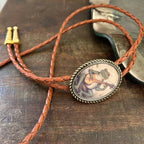 Bolo Tie Adjustable Leather Cord & Resin Medallion
