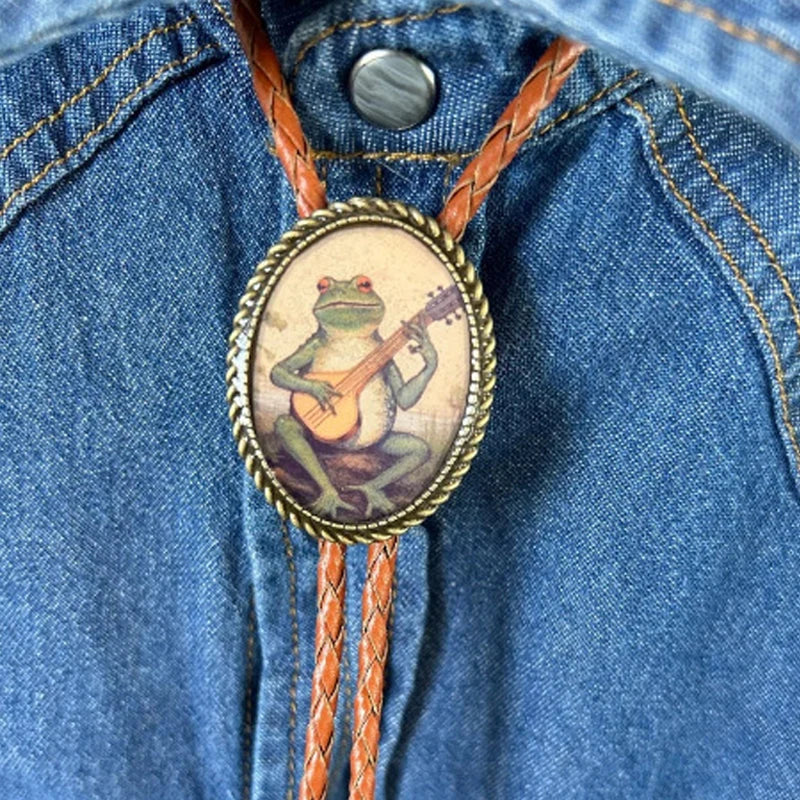 Bolo Tie Adjustable Leather Cord & Resin Medallion