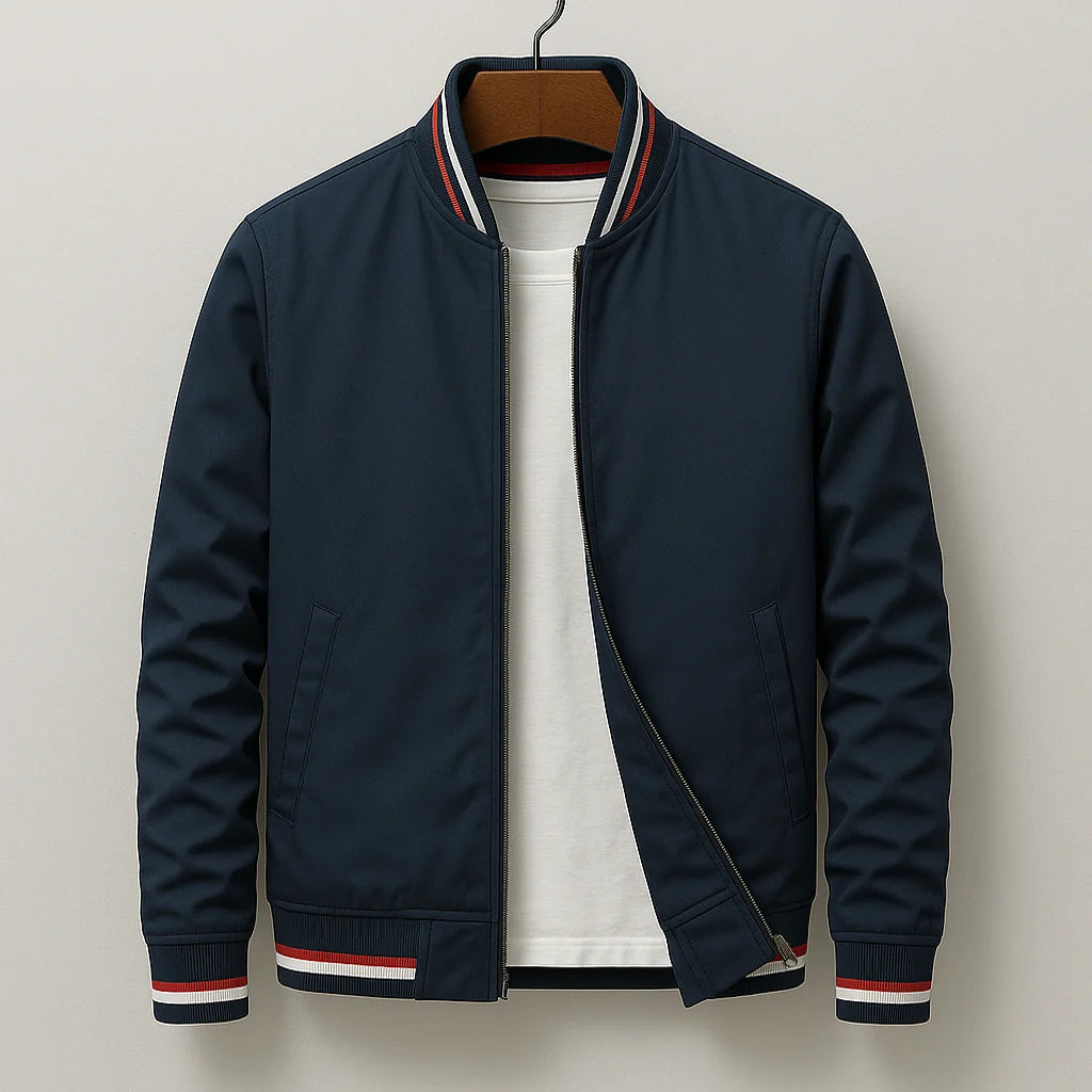 Bomber Jacket Lightweight Full-Zip Ribbed Cuffs & Hem