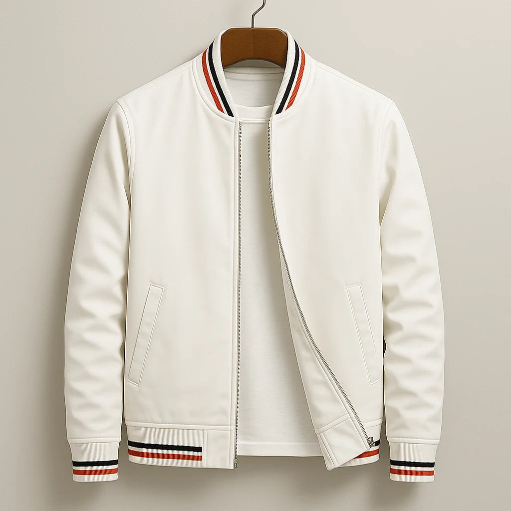 Bomber Jacket Lightweight Full-Zip Ribbed Cuffs & Hem