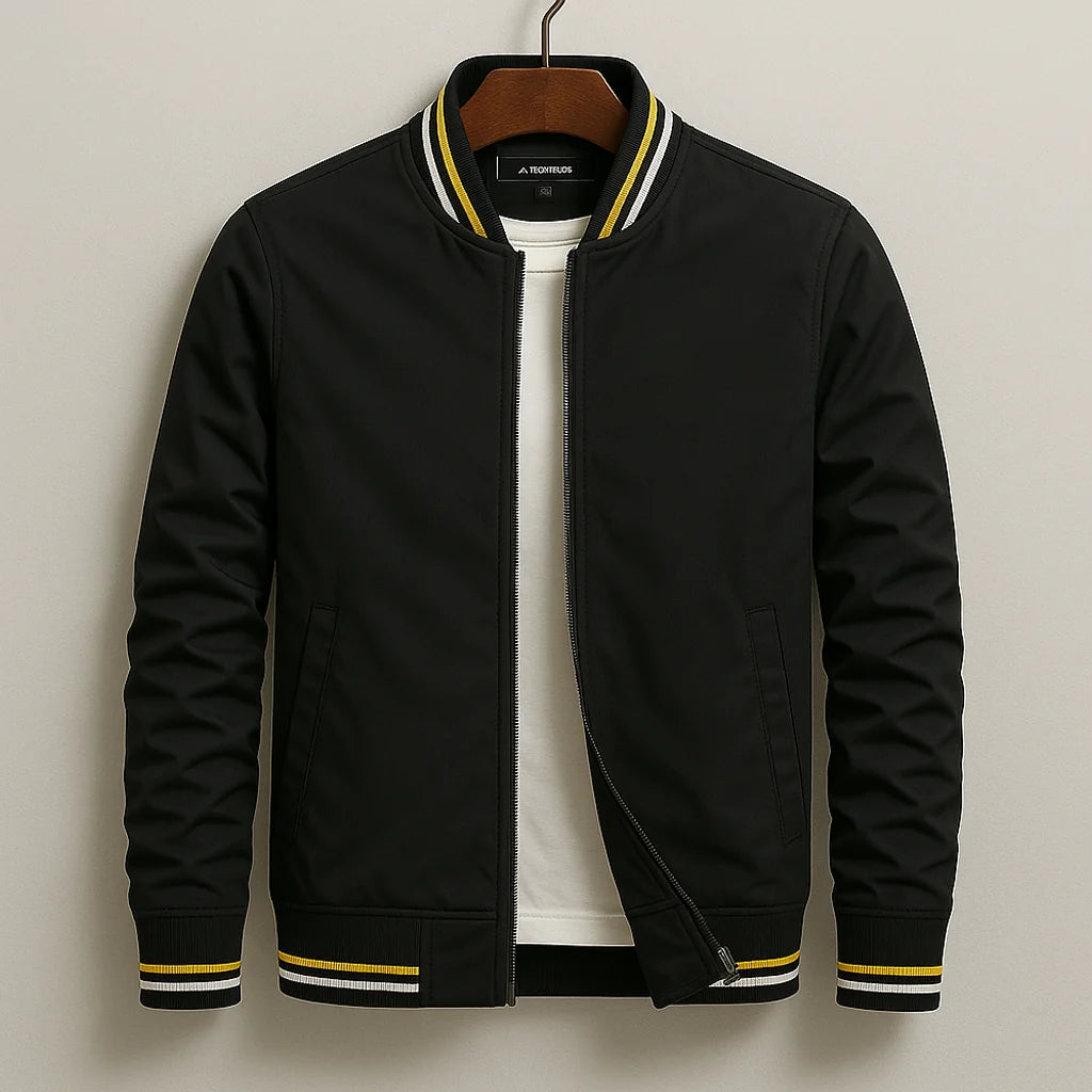 Bomber Jacket Lightweight Full-Zip Ribbed Cuffs & Hem