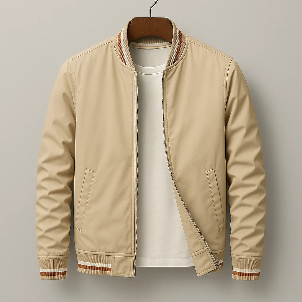 Bomber Jacket Lightweight Full-Zip Ribbed Cuffs & Hem