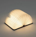 Book Lamp Foldable Wooden Cover Rechargeable LED