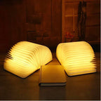 Book Lamp Warm LED Rechargeable Wood & Fabric