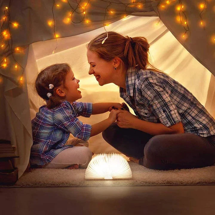 Book Lamp Warm LED Rechargeable Wood & Fabric