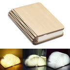 Book Lamp Warm LED Rechargeable Wood & Fabric
