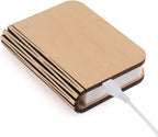 Book Lamp Warm LED Rechargeable Wood & Fabric