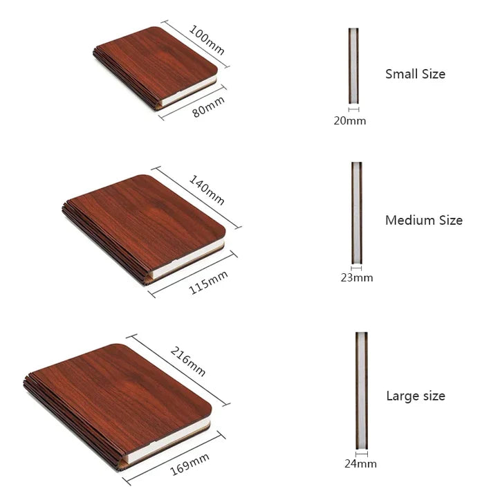 Book Lamp Warm LED Rechargeable Wood & Fabric