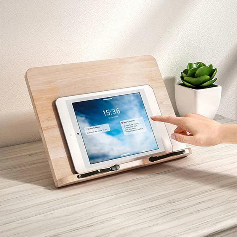 Book Stand Pine Wood Adjustable 5-Position Foldable