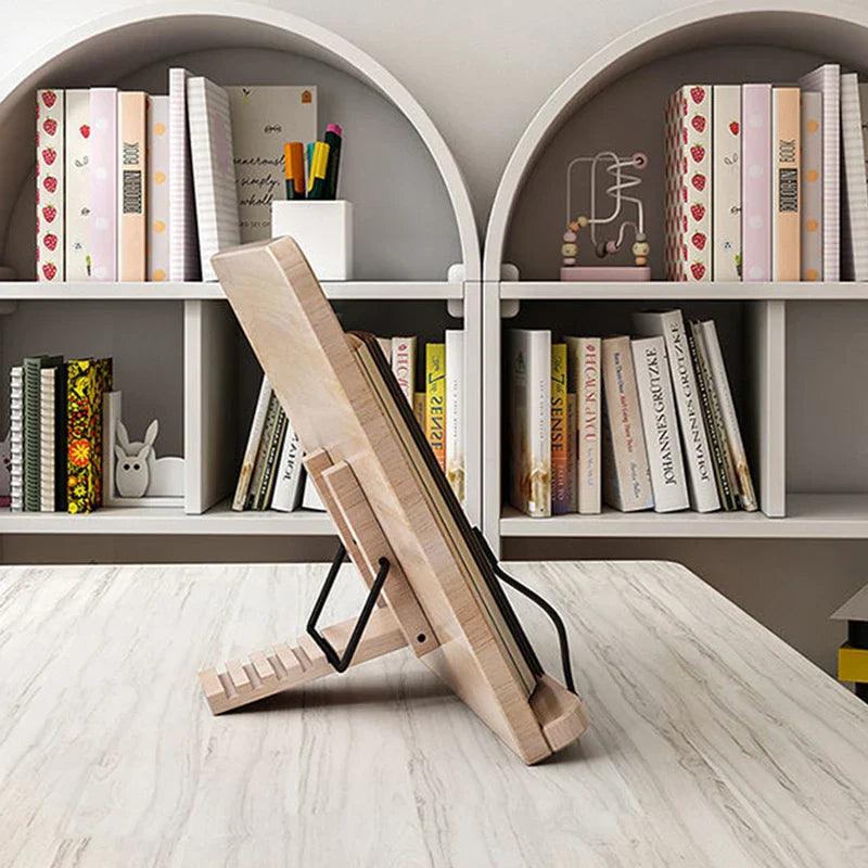 Book Stand Pine Wood Adjustable 5-Position Foldable