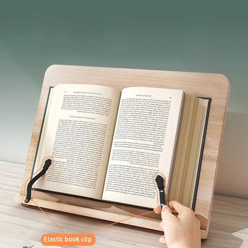 Book Stand Pine Wood Adjustable 5-Position Foldable