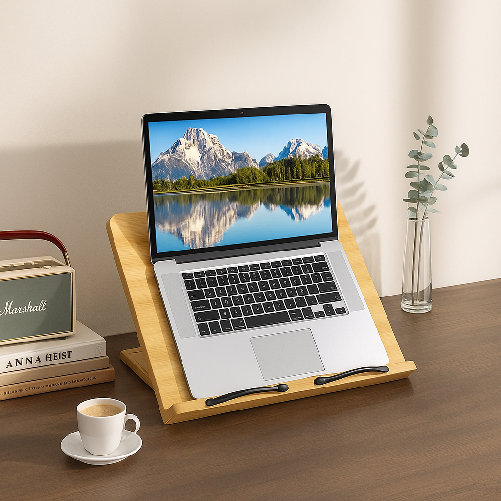 Book Stand Wooden Adjustable & Foldable