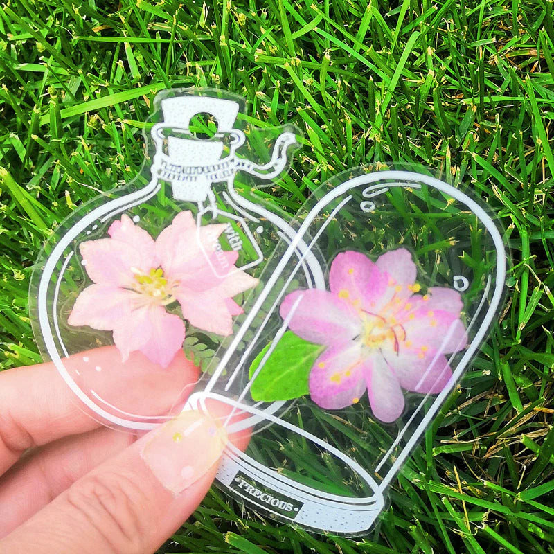 Bookmarks Pressed Dried Flowers Clear Waterproof