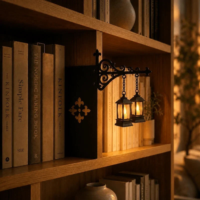 Bookshelf Light Cordless Wrought Iron Warm White