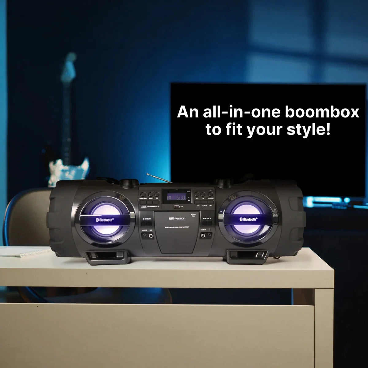 Boombox 60W Dual Subwoofers Bluetooth CD Player