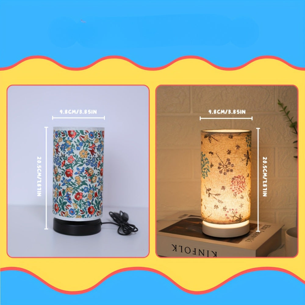 Botanical Floral Fabric & Iron Base Table Lamp