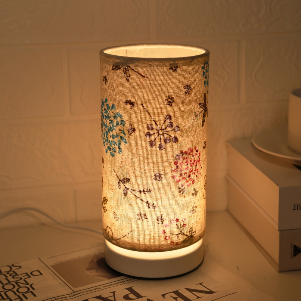 Botanical Floral Fabric Table Lamp (Iron Base)