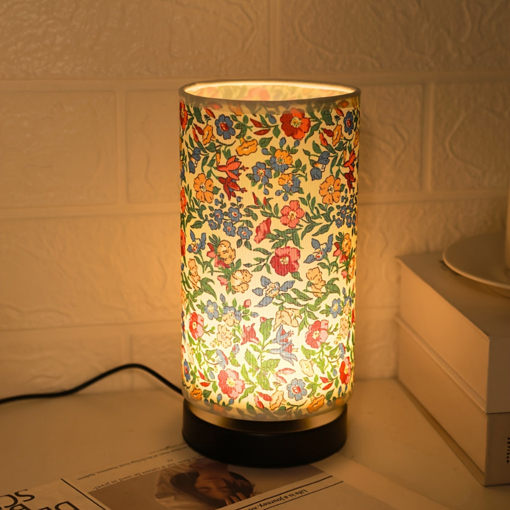 Botanical Floral Fabric Table Lamp (Iron Base)