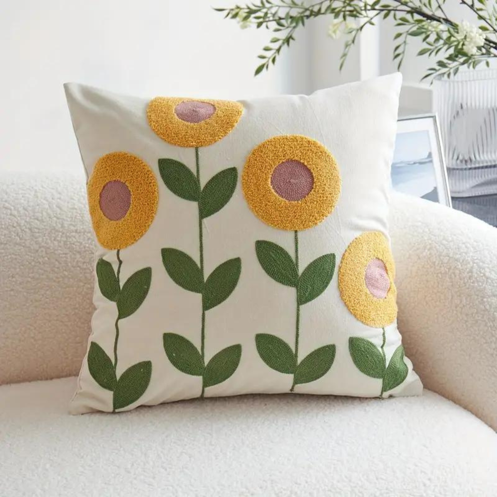 Botanical Microfibre-Cotton Cushion Cover (45x45 cm)