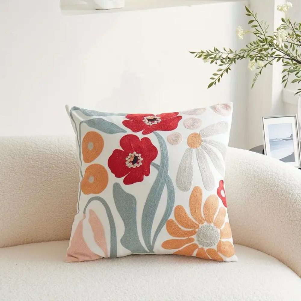 Botanical Microfibre-Cotton Cushion Cover (45x45 cm)