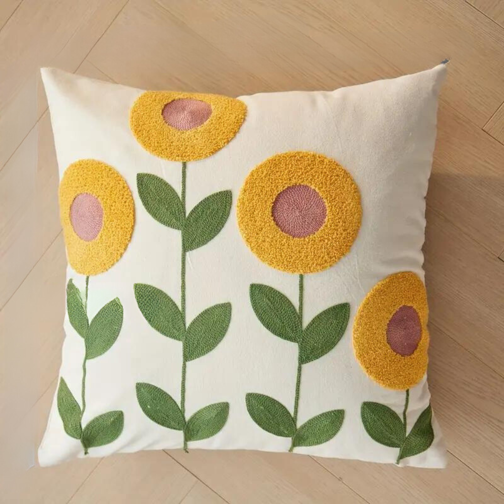 Botanical Microfibre-Cotton Cushion Cover (45x45 cm)