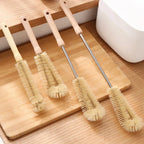 Bottle Brush Long Natural Wood Handle Scratch-Free Bristles 3-Pack
