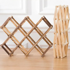 Bottle Rack Foldable Natural Wood Space-Saving