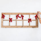 Bow Garland Red Velvet Bows Flexible Cord 5 Foot