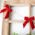 Bow Garland Red Velvet Bows Flexible Cord 5 Foot